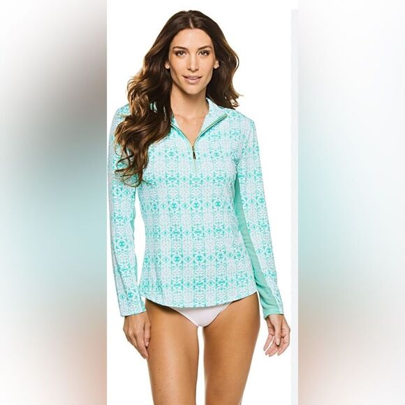Cabana Life Sunshine Shores Wicking Performance Zip Top Size Large UPF 50+ NWT - Picture 2 of 8